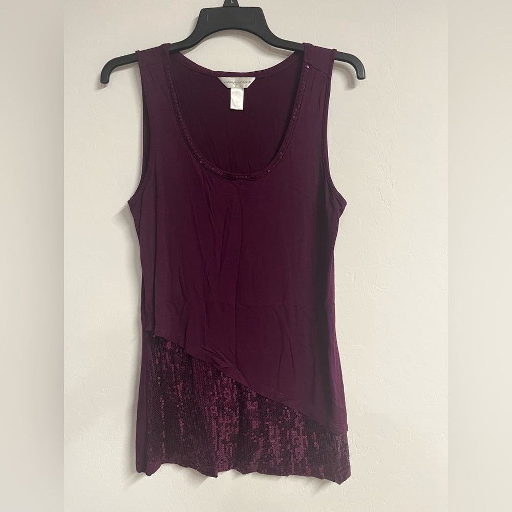 Purple Sequin Trim Top by Christopher & Banks